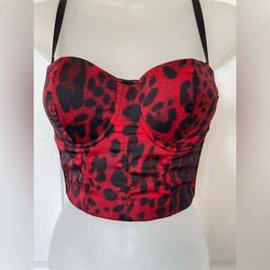 Red leopard print corset top